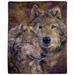 Millwood Pines Isidoro Wolf Weighted Blanket - 8lb Thick Faux Mink Throw Blanket w/ Printed Pair of Wolves Face Microfiber/Fleece/Microfiber/Fleece | Wayfair