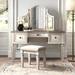 Kelly Clarkson Home Hayley Vanity Set w/ Stool & Mirror Wood in Black/Brown/White | 59.38 H x 54 W x 18 D in | Wayfair