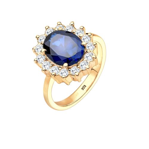 Elli Cocktailring Saphirblau Royal Zirkonia 925 Silber 58 Damen