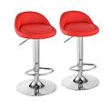 Pair of Bar Stools, Height Adjustable Breakfast counter Bar Chairs Synthetic Leather 360° Swivel Kitchen Stool with Chrome Footrest&Comfy Padded for Kitchen Island Counter (Red)