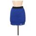 Iris Basic Casual Bodycon Skirt Mini: Blue Solid Bottoms - Women's Size Medium