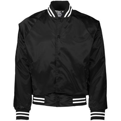 Augusta Sportswear 3610 Satin Baseball Jacket/Striped Trim in Black/White size Small | Nylon