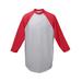 Augusta Sportswear AG4420 Athletic Adult 3/4-Sleeve Baseball Jersey T-Shirt in Heather/Red size Medium | Cotton Polyester 4420