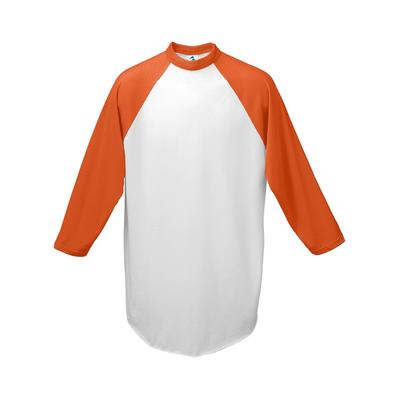 Augusta Sportswear AG4420 Athletic Baseball 3/4 Sleeve Top 2.0 in White/Orange size Large | Cotton Polyester 4420