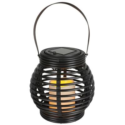 BURI Solar Gartenlaterne Rattanoptik Flackerkerze Gartenleuchte Gartendeko Solarlampe Image
