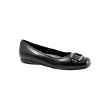 Wide Width Women's Sizzle Signature Leather Ballet Flat by Trotters® in Black Leather (Size 8 1/2 W)