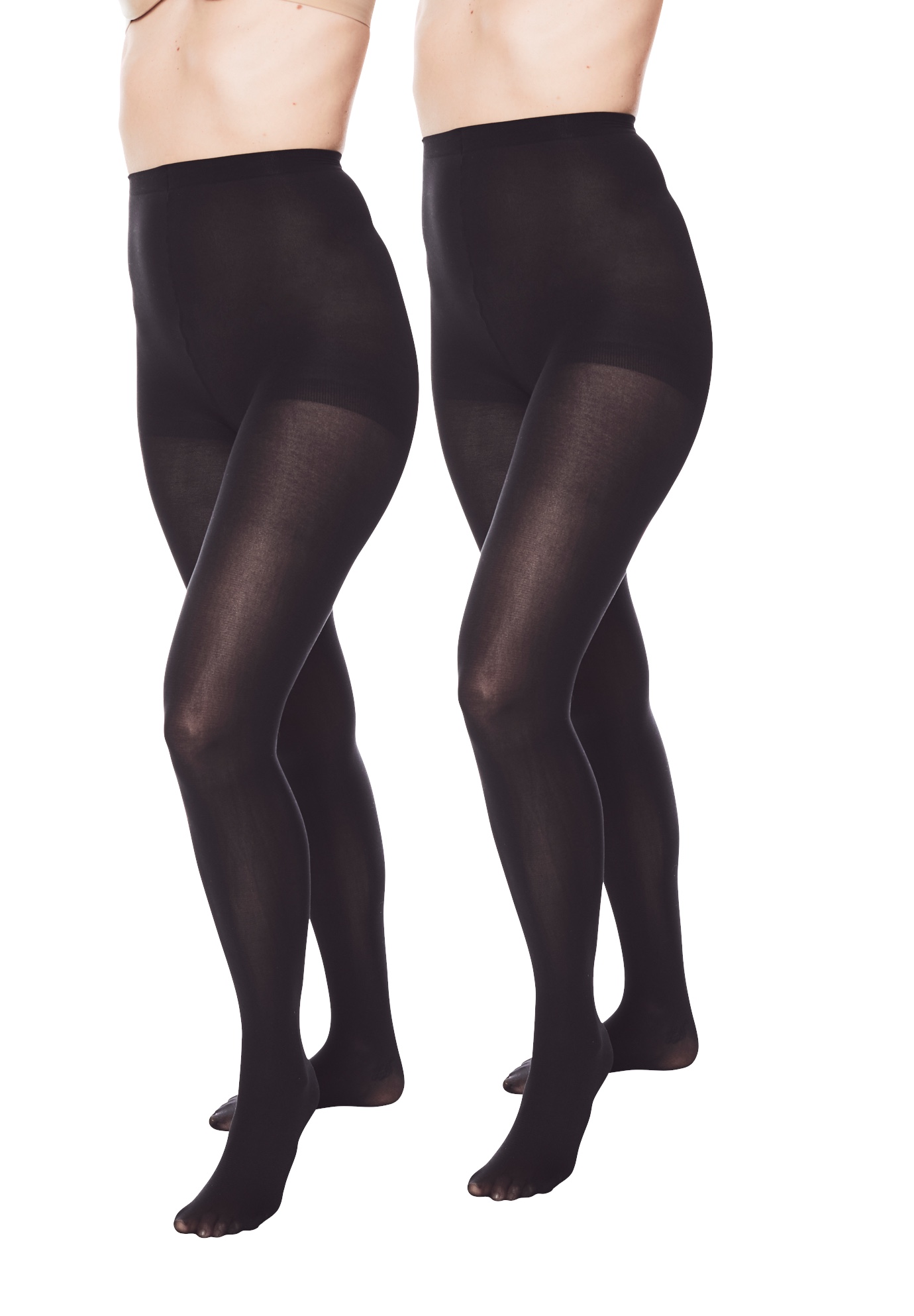 Plus Size Women's 2-Pack Opaque Tights by Comfort Choice in Black (Size G/H)