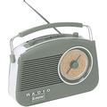 Steepletone Brighton Mk2 Shabby Chic Nostalgic Retro Radio (1950's Style), Mains Electric/Battery Powered. Rotary Radio FM & AM (MW + LW). Mobile Smart Phone Music Playback (Mains Lead Inc) - Sage