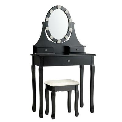 Costway 3 Drawers Lighted Mirror Vanity Dressing T...