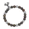 Giorgio Martello Milano - Armband Bronzit-Kugeln und tibetische Glücks-Symbole, Silber 925 Armbänder & Armreife Braun Damen