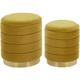 Lot 2 Poufs Coffres de Rangement en Velours Jaune Foncé et Base en Acier Doré Idéals pour Chambre