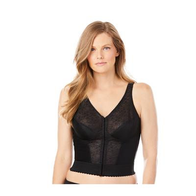 Plus Size Women's Front-Close Lace Wireless Posture Bra 5107565 by Exquisite Form in Black (Size 38 B)