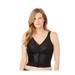 Plus Size Women's Front-Close Lace Wireless Posture Bra 5107565 by Exquisite Form in Black (Size 38 B)