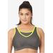 Plus Size Women's No-Bounce Camisole Sport Bra by Glamorise in Grey Yellow (Size 48 H)