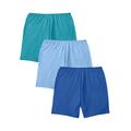 Plus Size Women's Stretch Cotton Boxer 3-Pack by Comfort Choice in Vibrant Blue Pack (Size 16) Underwear