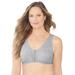 Plus Size Women's Cotton Front-Close Wireless Bra by Comfort Choice in Heather Grey (Size 52 B)