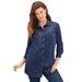 Plus Size Women's Olivia Denim Big Shirt by Roaman's in Dark Wash (Size 24 W) Bigshirt