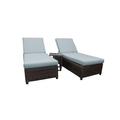 River Brook Patio Reclining Sun Lounger Set w/ Cushion and Table in Brown kathy ireland Homes & Gardens by TK Classics | Wayfair RIVER-W-2X-ST-SPA