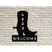 POEM Design Welcome Cowboy Boot Personalized 1-Line Wall Address Plaque Metal in Black | 24 H x 24 W x 0.0625 D in | Wayfair SMS-144-24-RED