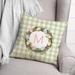 The Holiday Aisle® Latour Easter Egg Wreath Monogram Plaid Throw Pillow Polyester/Polyfill blend | 16 H x 16 W x 1.5 D in | Wayfair