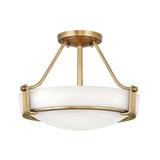 Beachcrest Home™ Lebeau 3 - Light 16" Simple Bowl Semi Flush Mount Glass in White/Yellow | 11.75 H x 16 W x 16 D in | Wayfair