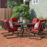 Lark Manor™ Alyah Rectangular 6 - Person 60" Long Outdoor Dining Set w/ Cushions Metal in Black | 28 H x 60 W x 37.8 D in | Wayfair