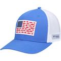 Men's Columbia PFG Royal/White Fish Flag Mesh Trucker Snapback Hat