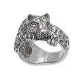 Leopard Grip,'925 Sterling Silver Leopard Cocktail Ring from Indonesia'