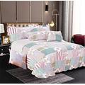 Super King Bed Throw Bedspread Throw Quilted Patchwork Comforter 3 Piece Bedding Set + 2 Pillow Cases For Girls Bedroom Décor - 100% Cotton Warm Blanket (Blossom)