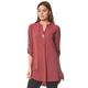 Roman Originals Women Shirt Ladies Embellished Longline Button Detail Collarless Top Blouse Tunic Smart Casual Evening Relaxed Fit 3/4 Length Sleeve Notch V-Neck Long - Mauve - Size 18