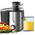 PureMate Juicer Machines, 600W Whole Fruit and Vegetable Juice Extractor, Centrifugal Juicer Machine, Stainless Steel Juicer with Two Speed Settings, BPA-Free, Easy Clean