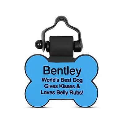 SiliDog The Silent Dog Tag Silicone Bone Personalized Dog ID Tag, Blue