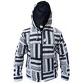 Gheri Men's Black White Striped Knitted Cotton Patchwork Jacket Medium