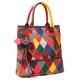 KELUINA Soft Lambskin Leather Multicolour Patchwork Bags Tote Crossbody Shoulder Bag Top Handle Handbag Purse Tassel Fringe for Women/Lady