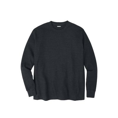 Men's Big & Tall Waffle-knit thermal crewneck tee by KingSize in Heather Charcoal (Size 6XL) Long Underwear Top