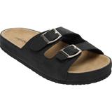Wide Width Women's The Maxi Slip On Footbed Sandal by Comfortview in Black (Size 10 1/2 W)