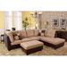 Brown Reclining Sectional - Ebern Designs Alantis 103.5" Wide Corner Sectional w/ Ottoman Faux Leather/Microfiber/Microsuede | Wayfair