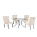 Orren Ellis Moncton 5 Piece Dining Set Wood/Glass/Upholstered/Metal in Brown | 30 H in | Wayfair 77849868832F4CBBACB245EA09DA9AFC