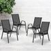 Lark Manor™ Artu Outdoor Stack Chair w/ Flex Comfort Material & Metal Frame Sling in Black | 36 H x 21.25 W x 29 D in | Wayfair