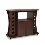 Costway Rolling Buffet Sideboard Wooden Bar Storage Cabinet-Walnut