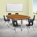 Flash Furniture Goddard Oval Wave Flexible Laminate Activity Table Set w/ 6 Included 18" Student Stack Chairs Laminate/ in Brown | 30 H in | Wayfair