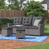 Andover Mills™ ASTI All-Weather Wicker 3 Pc Outdoor Seating Set w/ 1 Reclining Sofa And Two 15"H Ottomans Wicker/Rattan in Gray | Wayfair
