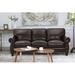 Lark Manor™ Ellard Genuine Leather Rolled Arm Sofa Genuine Leather in Brown | 35.04 H x 85.43 W x 39.37 D in | Wayfair