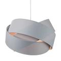 Happy Homewares Contemporary Triple Ring Grey Cotton Fabric Pendant Lamp Shade with Matching Grey Satin Fabric Inner - 34cm Diameter | 60w Maximum | Unique Designer Product