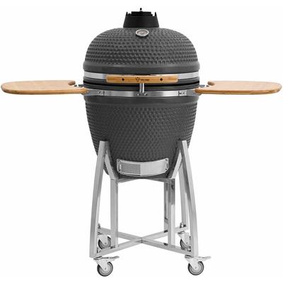 Kamado Grill Holzkohlegrill 'kuro' ø 52 cm, Grau, Keramikgrill mit Ablage, Thermometer - Bbq-toro