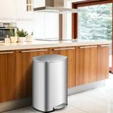 Gymax Stainless Steel 13.2 Gallon Step On Trash Can Stainless Steel in Gray | 25.3 H x 16.7 W x 11.6 D in | Wayfair GYM03507