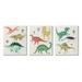 Stupell Industries Simple Dinosaur Illustration w/ Colorful Reptiles by Daphne Polselli - 3 Piece Graphic Art Set Canvas in Green | Wayfair