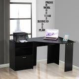 Latitude Run® Corner Desk Wood in Black | 30.25 H x 59.5 W x 35.75 D in | Wayfair 08669A45FD744233A7334D9C468E692F