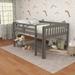 Harriet Bee Elbrus Low Loft Bed w/ Storage, Solid Wood Full Size Loft Bed w/ Stairs for Toddlers in Gray | 46.81 H x 58.87 W x 79.93 D in | Wayfair