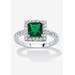 Women's Simulated Birthstone and Crystal Halo Ring in Sterling Silver by PalmBeach Jewelry in May (Size 9)